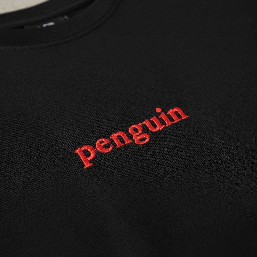 PENGUIN BLACK TERRY COTTON OVERSIZED TEE