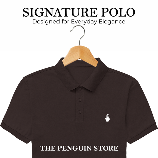 SIGNATURE MEN'S COFFEE BROWN POLO TEE